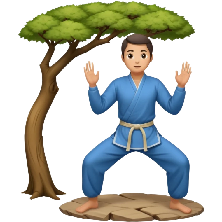 pratiquant de qi gong en position de l'arbre emoji
