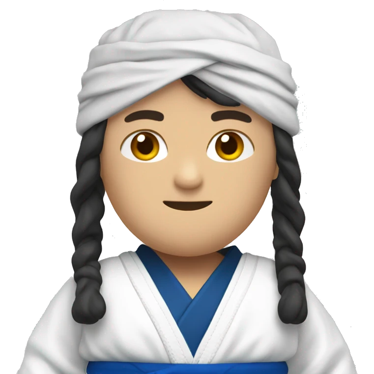 a person with a gi and a jujitsu blue belt emoji