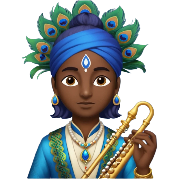 Krishna wearing feather and flute emoji