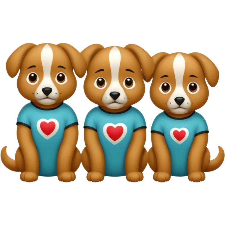 3 cagnolini seduti con vestitino in maglia in bianco e nero emoji