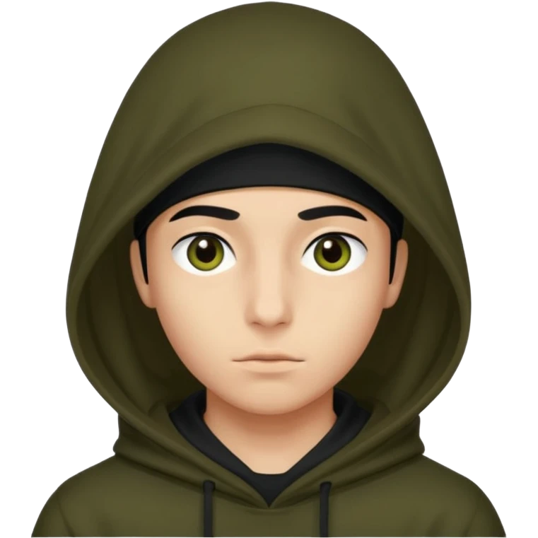 Un joven con una capucha negra que solo le deje ver los ojos y cejas emoji