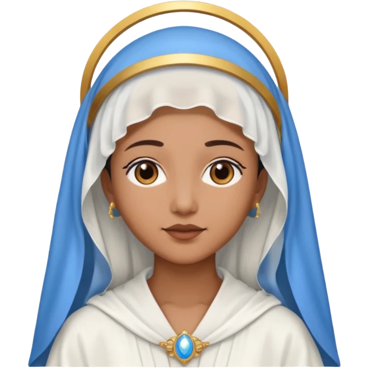 Nossa senhora das graças com manto branco e vel azul ,com áurea emoji