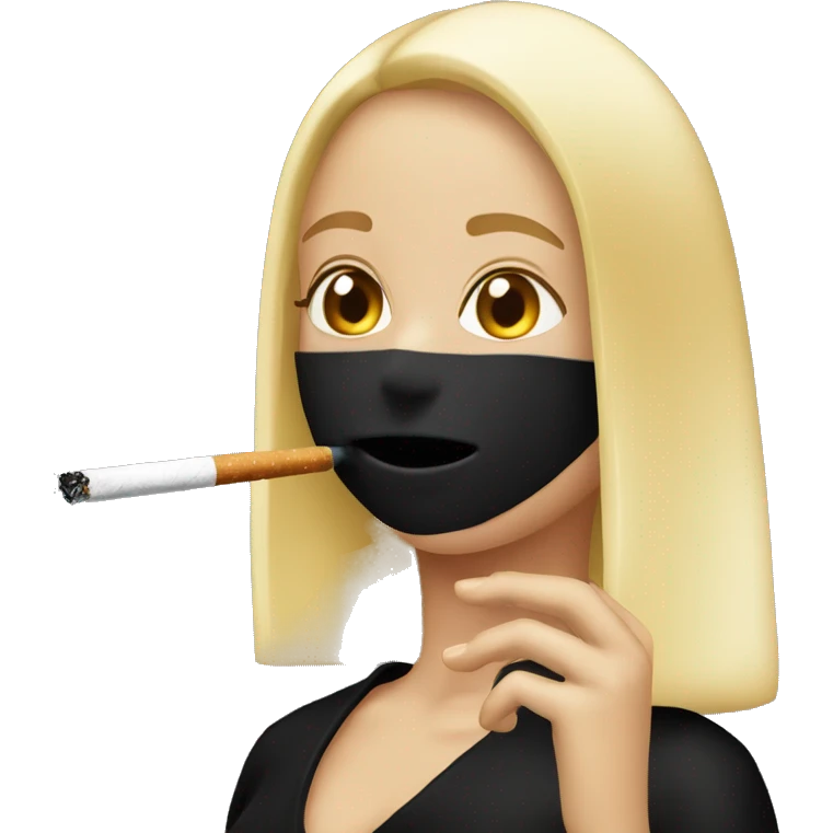 Blonde bob girl smoking a cigarette with black clothes emoji