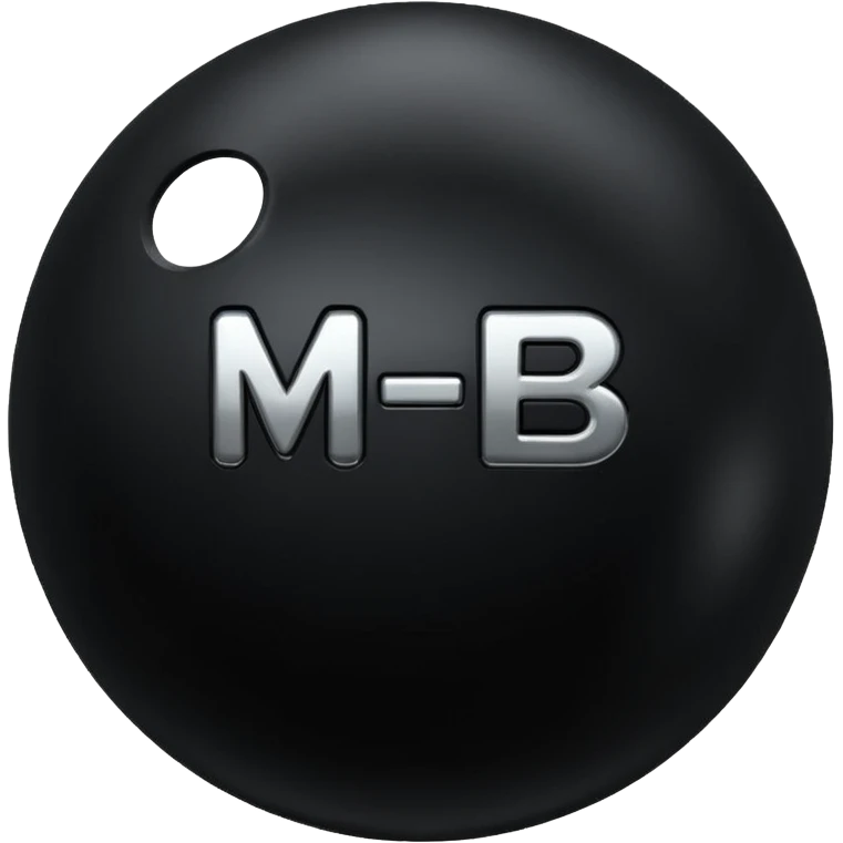 Black ball (MB) written on it. emoji