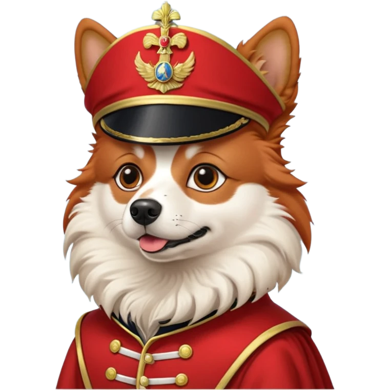 Red Spitz dog with emperor Napoleon’s disguise emoji