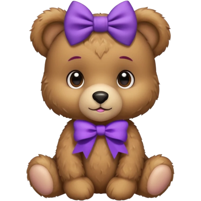 Cute teddy Bear , with a purple bow in her hair, emoji