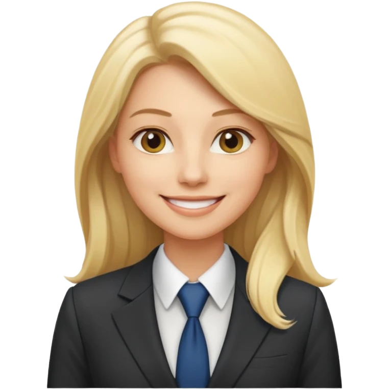 confident blonde woman, age 30s, long hair, business leader, CEO emoji