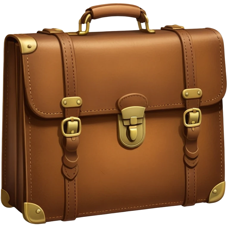A brown leather briefcase or suitcase, closed, with handle and locks emoji