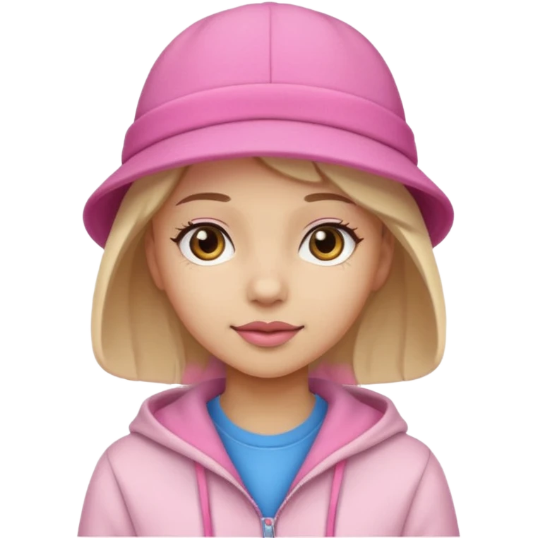 دختر صورتی با کلاه صورتی emoji