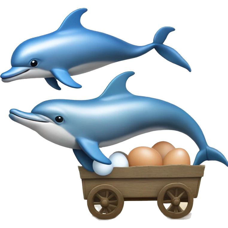 dolphin hatches an egg when dolphin takes the egg to a wagon and puts the egg in the wagon to hatch emoji