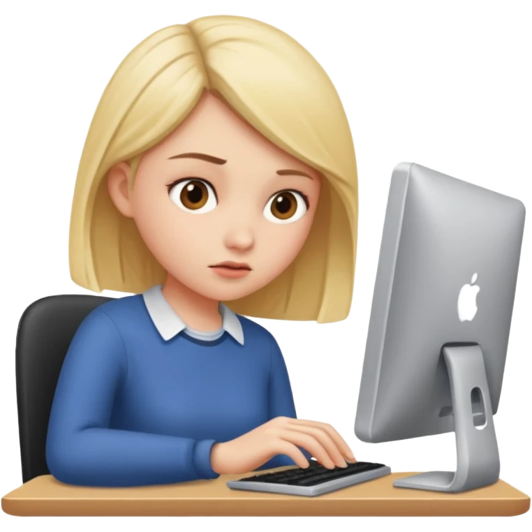 девушка работающая за компьютером emoji