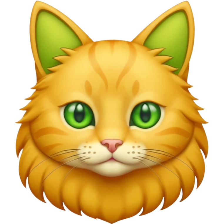 GATO AMARILLO SIN OREJAS VERDES emoji