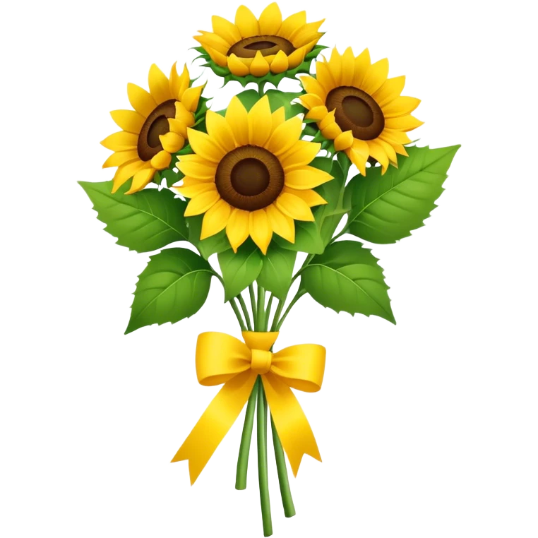 Sunflower bouquet with yellow ribbon emoji