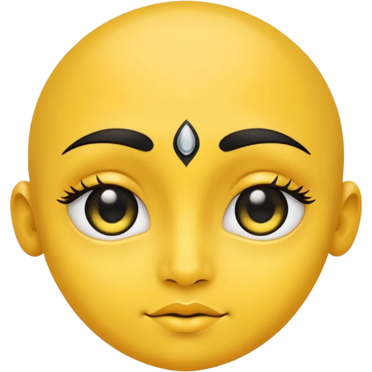 Yellow face with cute eyes and black bindi emoji