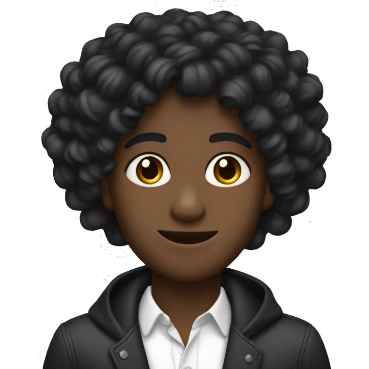 Crea una joven de pelo semi largo con aros negros  emoji