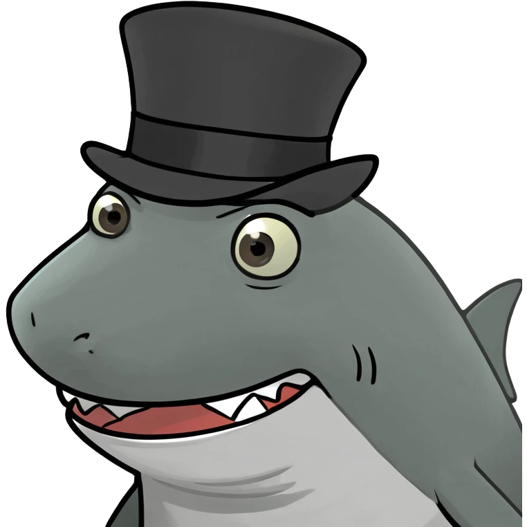 Shark with a top hat emoji