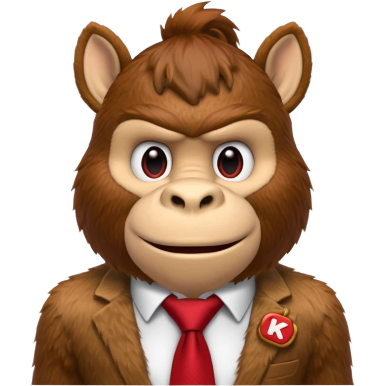 Donkey Kong🦍💪🐵 with red tie with his initials (DK) on emoji