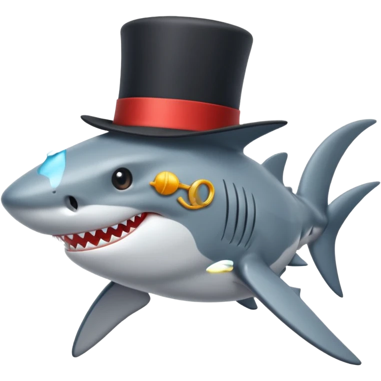 Shark with a top hat emoji