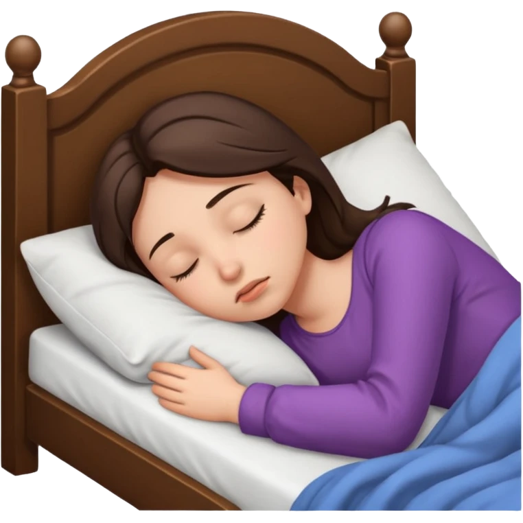 generate a girl brunette sleeping in bed. she looks sad emoji
