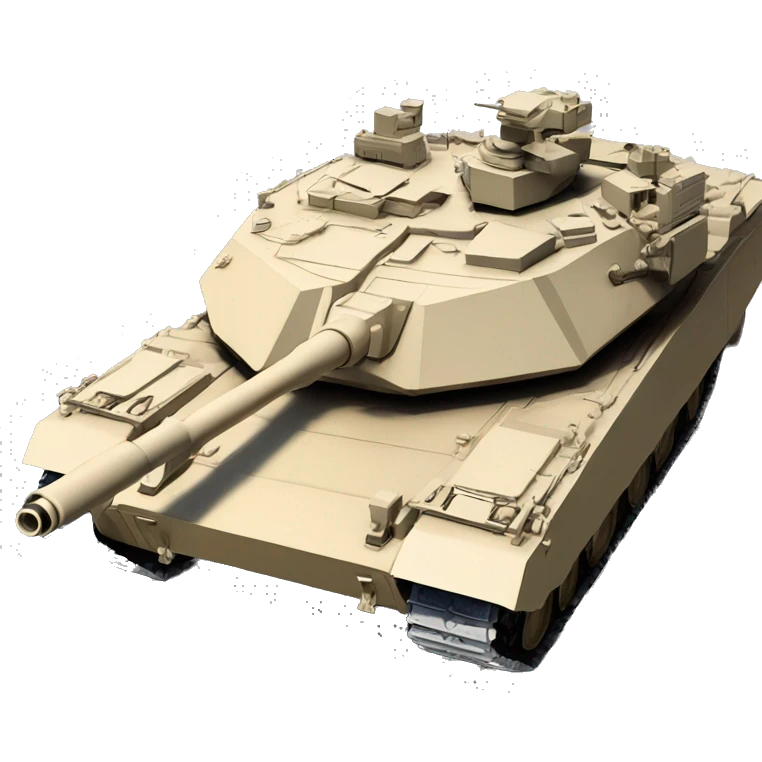 M1 Abrams, cannon visible, overhead perspective, facing up emoji