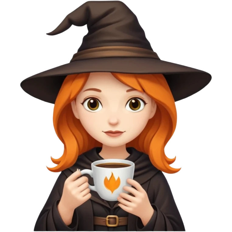 Cute witch  with coffee  emoji