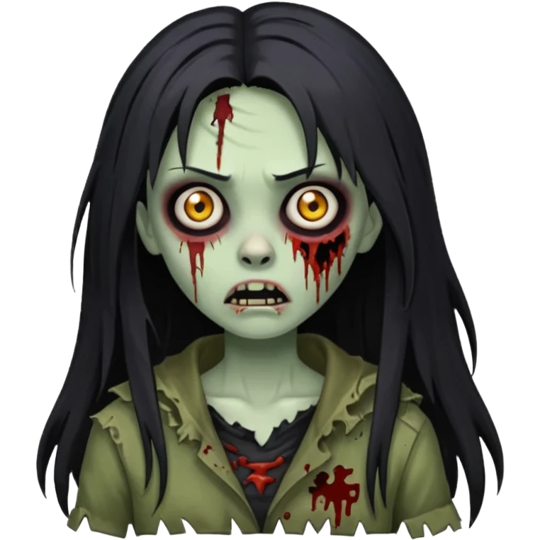 girl zombie with black long hair and franja emoji