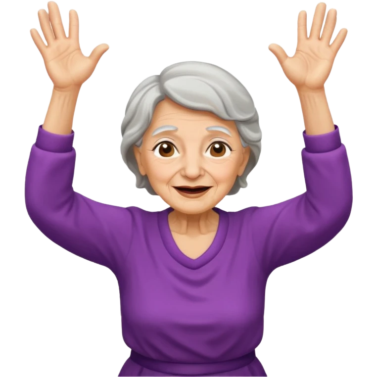 Old lady hands up raise the roof dancing  like she doesn’t care  emoji