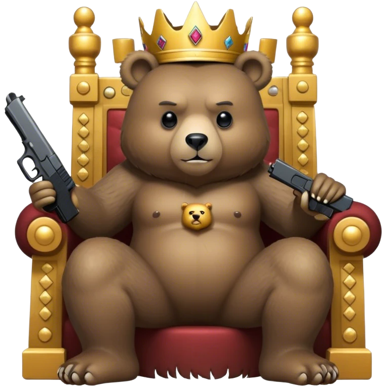 Bear sitting on a throne with a Glock in his hand emoji