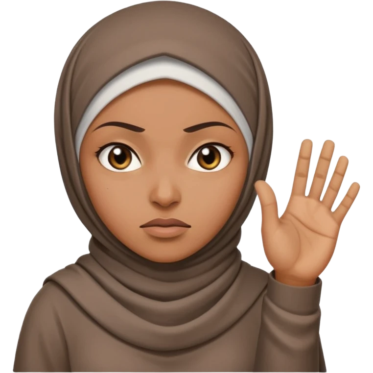 сердитая черная женщина мусульманка по пояс  показывает рукой в право  emoji