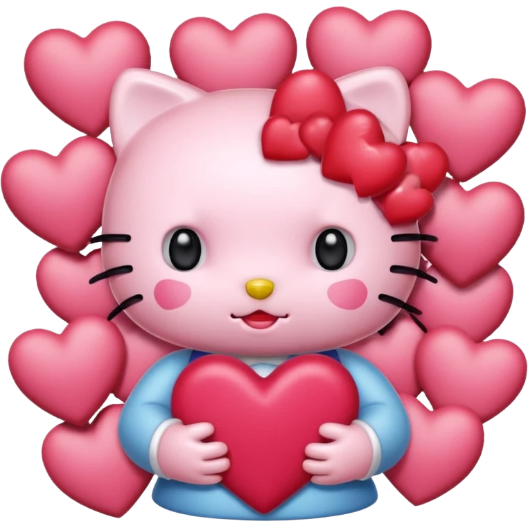 Hello kitty enamorada con muchos corazónes emoji