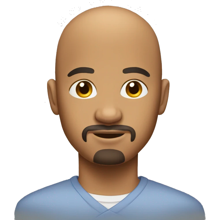 Medium complexion, bald head goatee emoji