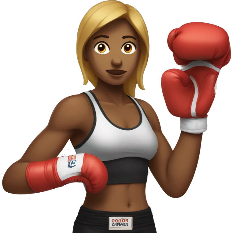 A female boxer with boxing gloves and having a six pack. emoji