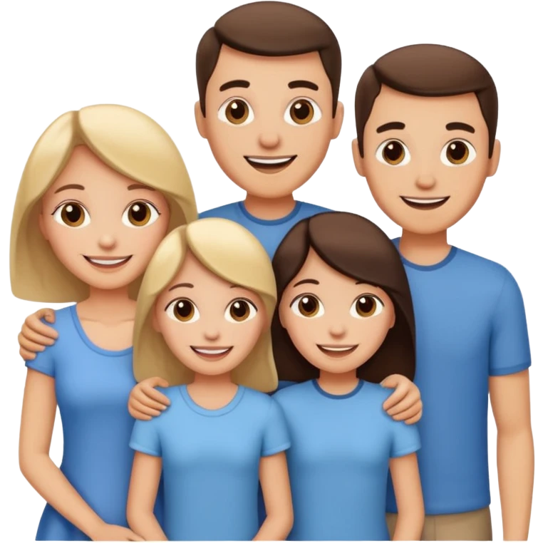 Happy family of 5: mom, dad, sisters and brother emoji