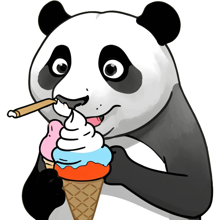 Panda eating ice cream emoji
