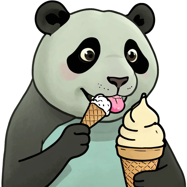 Panda eating ice cream emoji