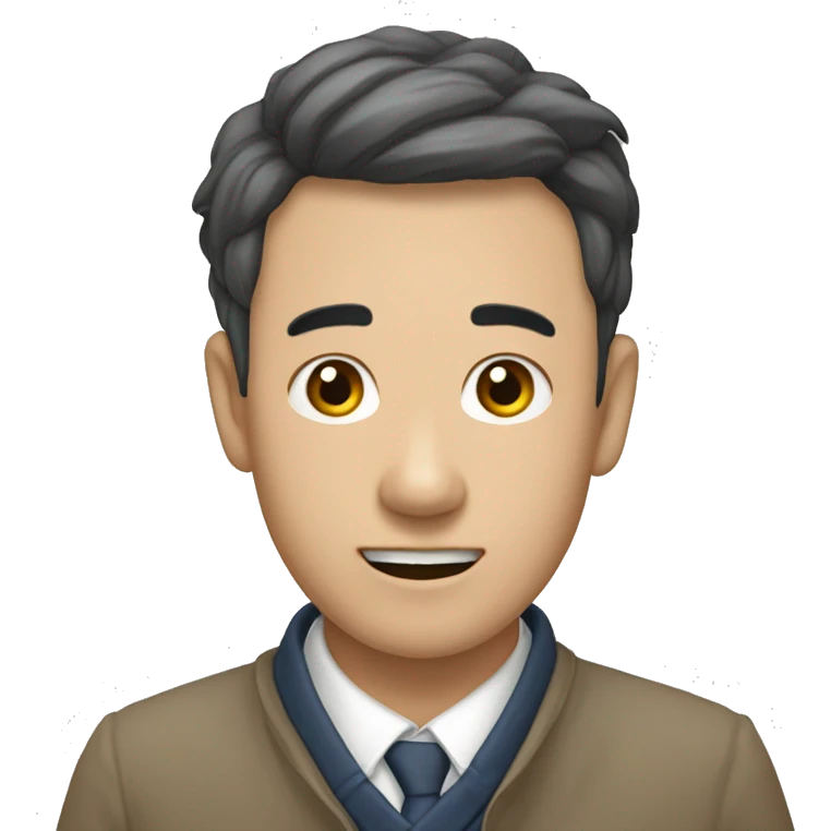 머리가 곱슬거리늰 아시아 남성. emoji