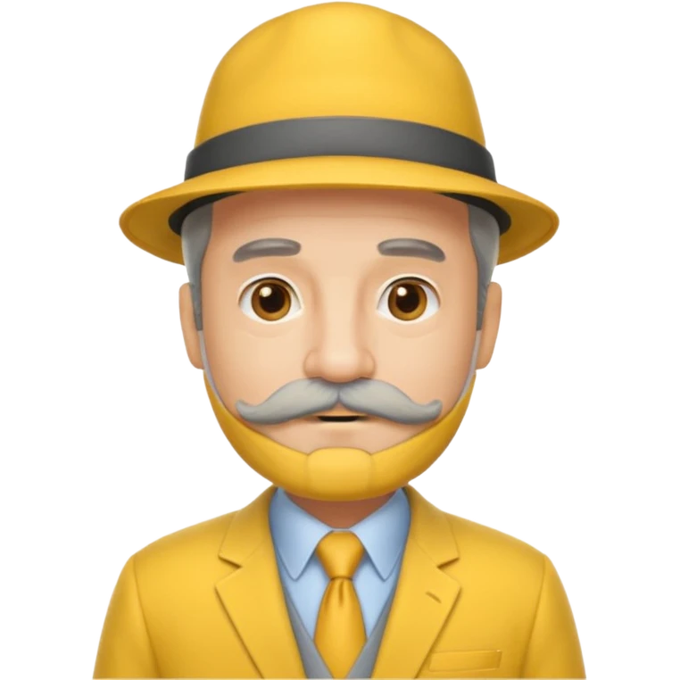 middle aged mobster with yellow colored suit and hat and grey mustache and beard emoji