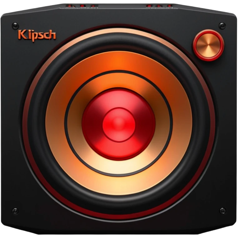 Head: A black KLIPSCH RP-8000F speaker, often represented with a red center or speaker cone.
Core: A small, bright glowing cherry-red circle representing his core.
Body & Armor: Primarily black armor plating with bright red accents or flames. emoji