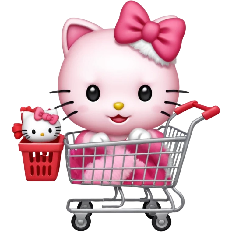 hello kitty pushing a shopping cart emoji
