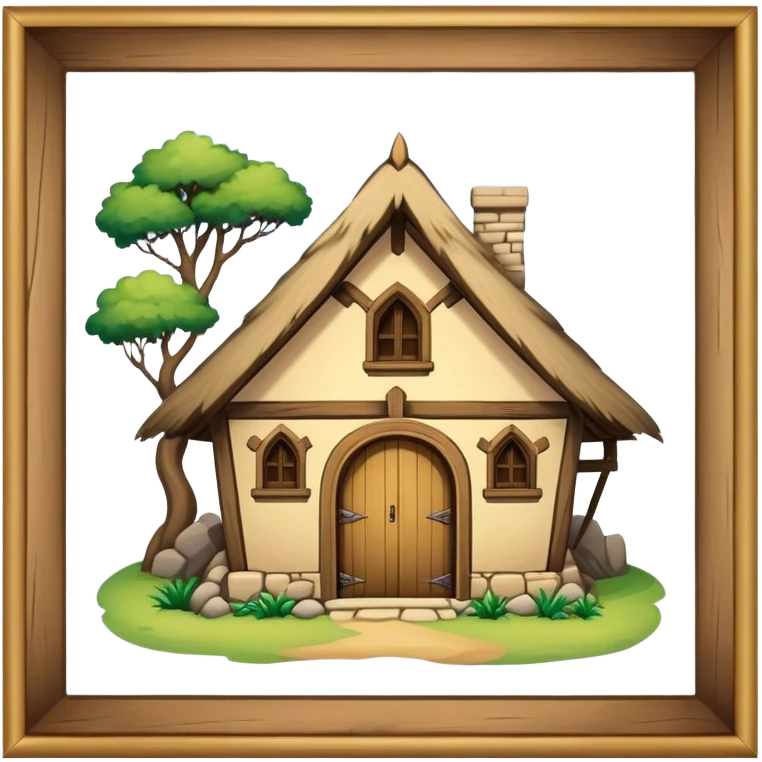 four walls medieval single storey old hut emoji