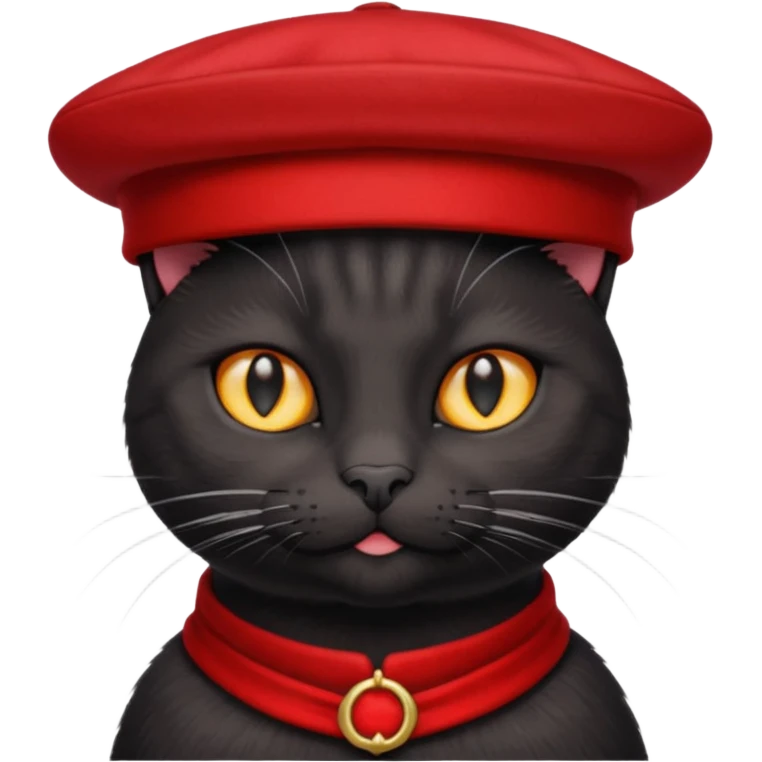 black suited old cat with red fes hat emoji