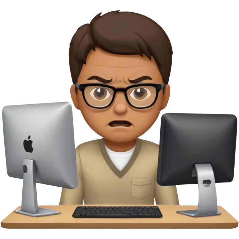 The man at the computer is angry emoji