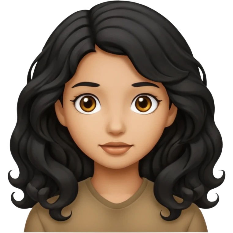 Chica de pelo negro ondulado un poco morena  emoji