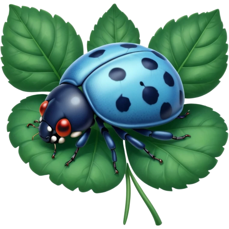 cute blue lady bug on leaf emoji