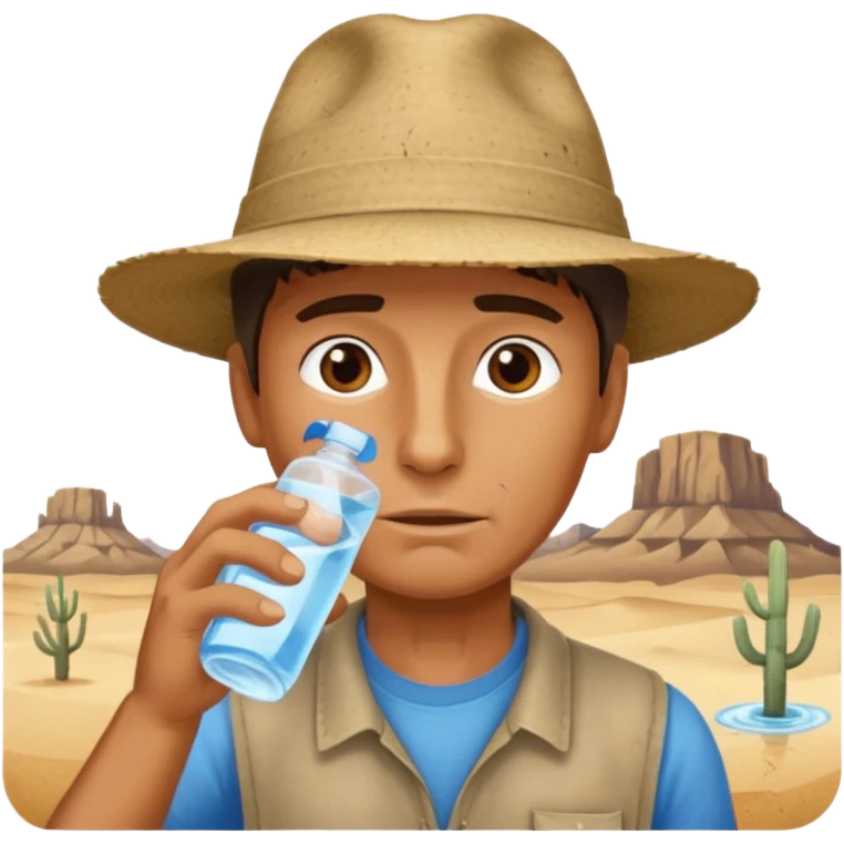 a man drinking in a desert emoji