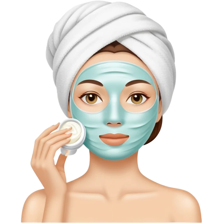 Lady with face cream mask spa beauty full face relaxing emoji