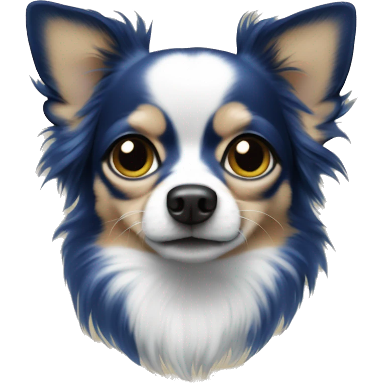 solid cobalt blue long-haired chihuahua face emoji