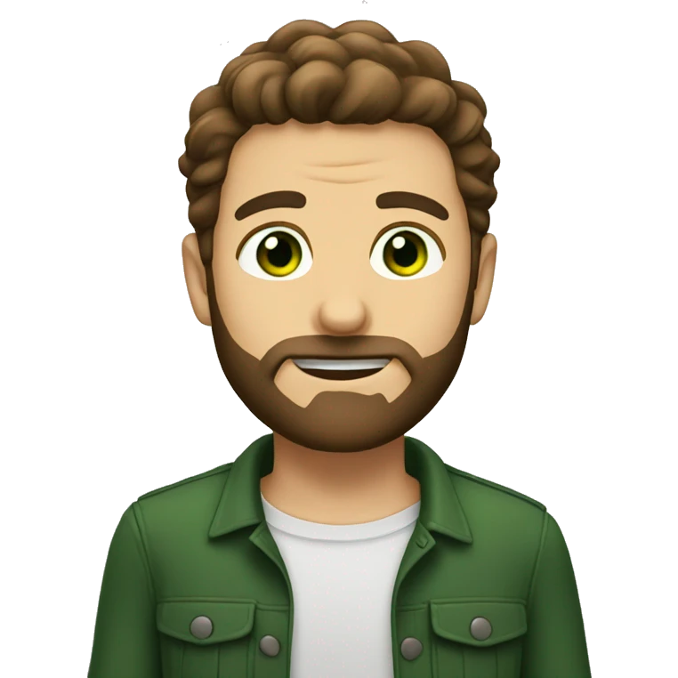 Guy with green eyes, brown hair and a beard  emoji
