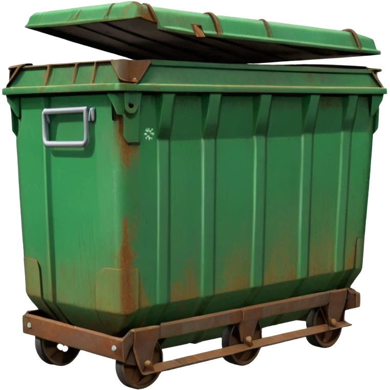 a green closed dumpster, No trash, BOTH THE LIDS CLOSED emoji