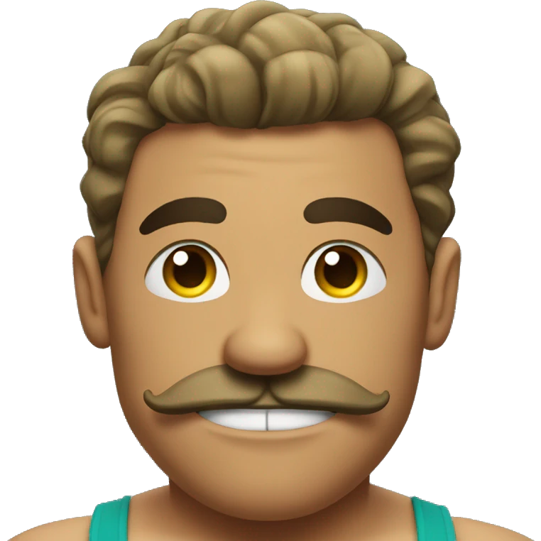 the bodybuilder with the mustache winks. emoji